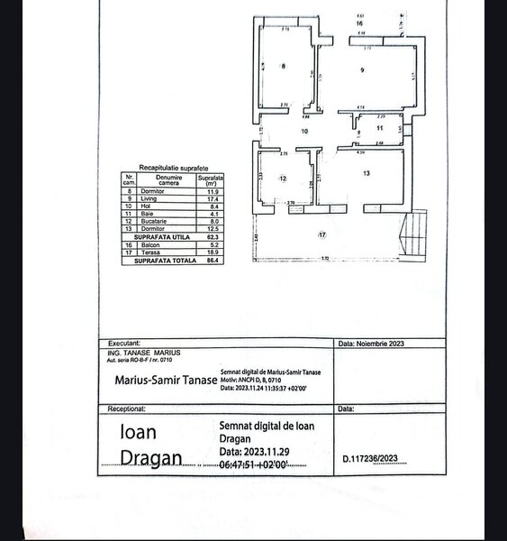 Nicolae Grigorescu, apartament 3 camere, curte proprie 115 mp, imobil 2023.